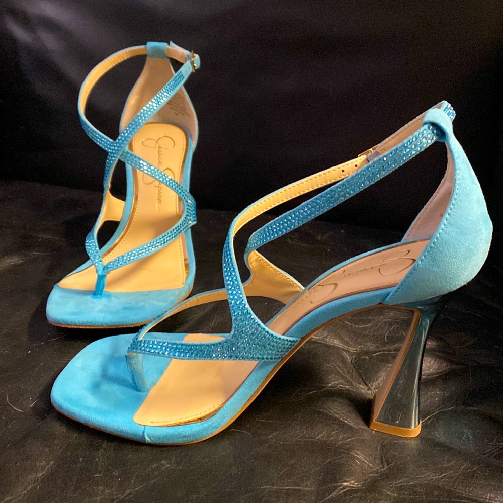 Jessica Simpson Catarina Crisscross Sandals, Nevada Blue, Size 7 1/2